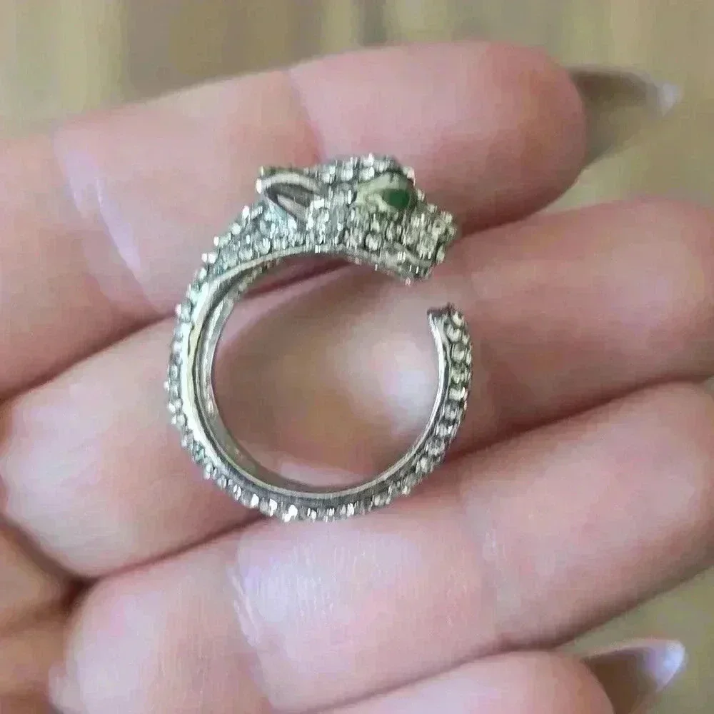 Silver Rose Gold Panther Resizable Adjustable Animal Tiger Ring New